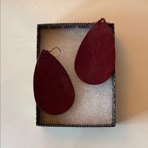 Nickel & Suede Medium Chocolate Suede Teardrop Earrings